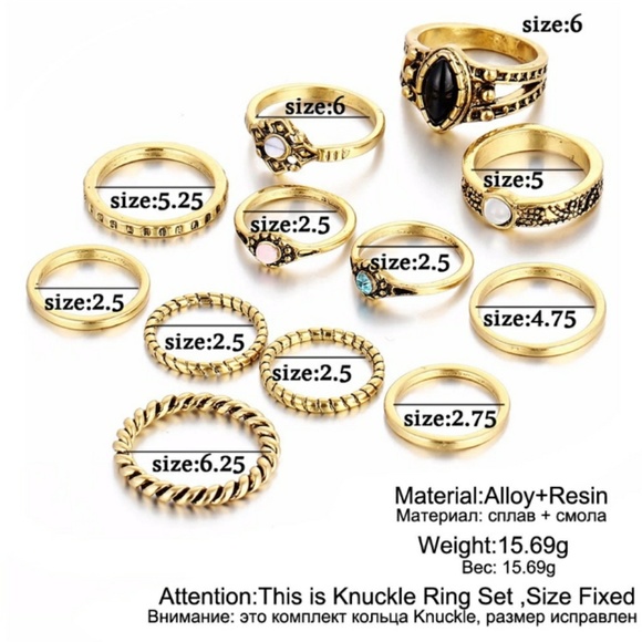 Boho Chic 12pc Midi Ring Set~NEW - Picture 6 of 6